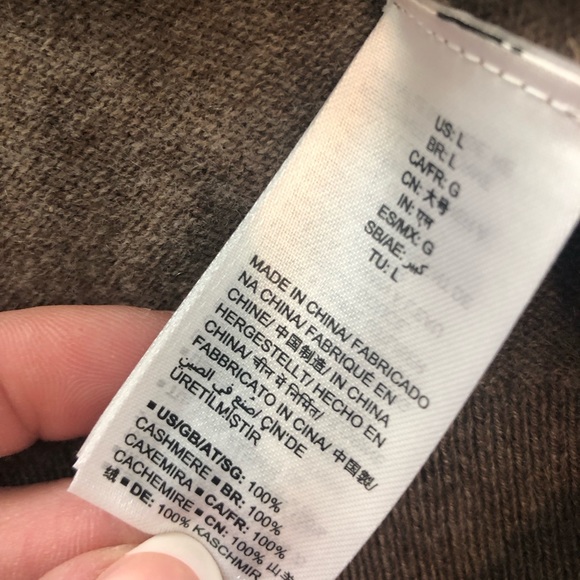 Buttoned down zip cashmere mock neck sweater pockets brown NWOT - Picture 4 of 7